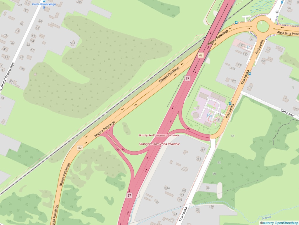 Węzeł drogowy Skarżysko-Kamienna Południe na mapie Openstreetmap.org